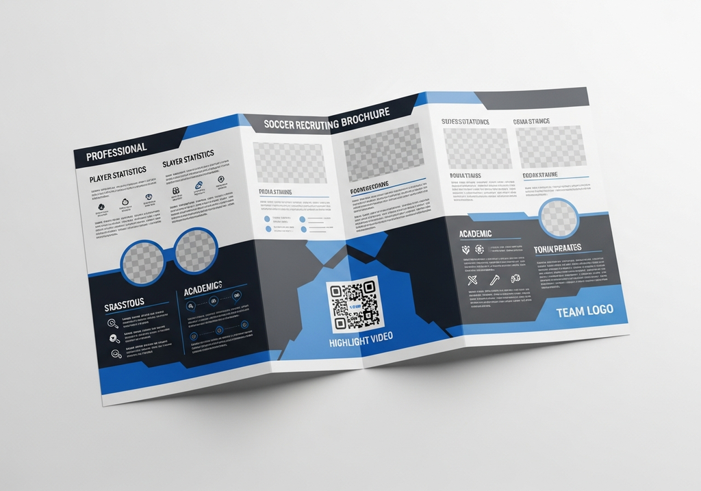 Print-ready recruiting brochure with player stats and highlights